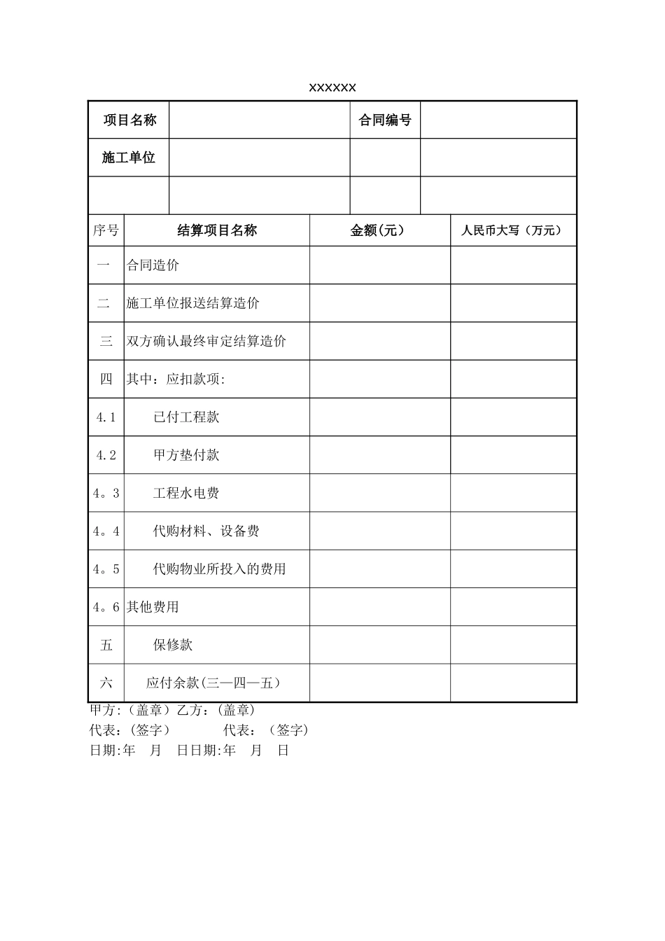工程竣工结算确认书_第1页