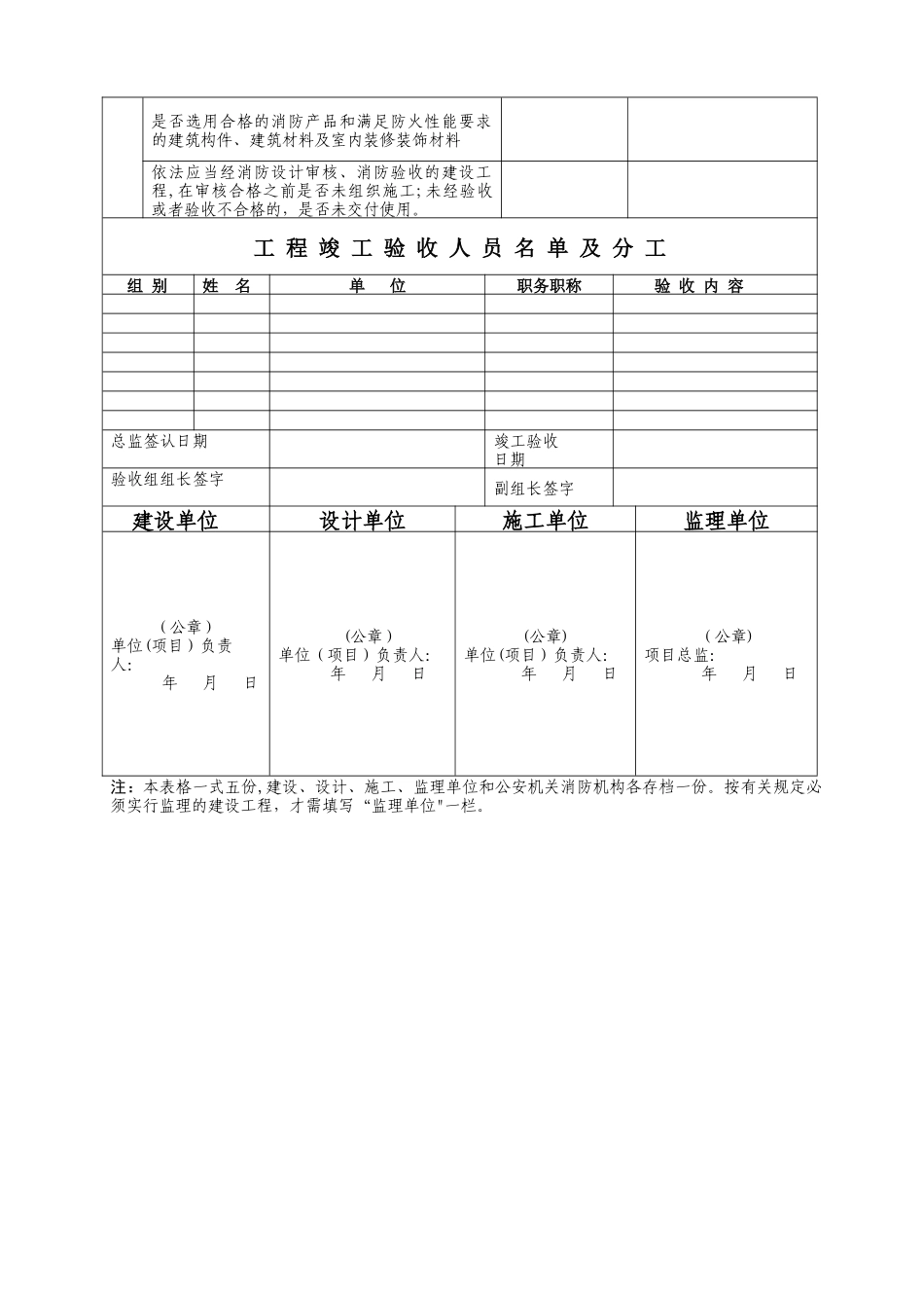 工程竣工验收报告(消防)表格_第2页