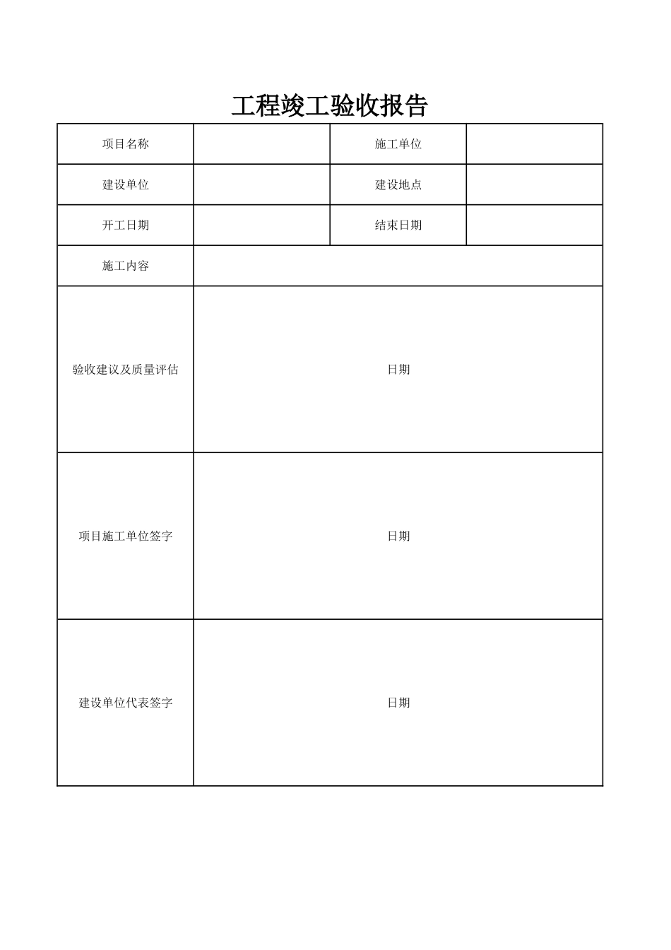 工程竣工验收报告(简洁版)_第1页