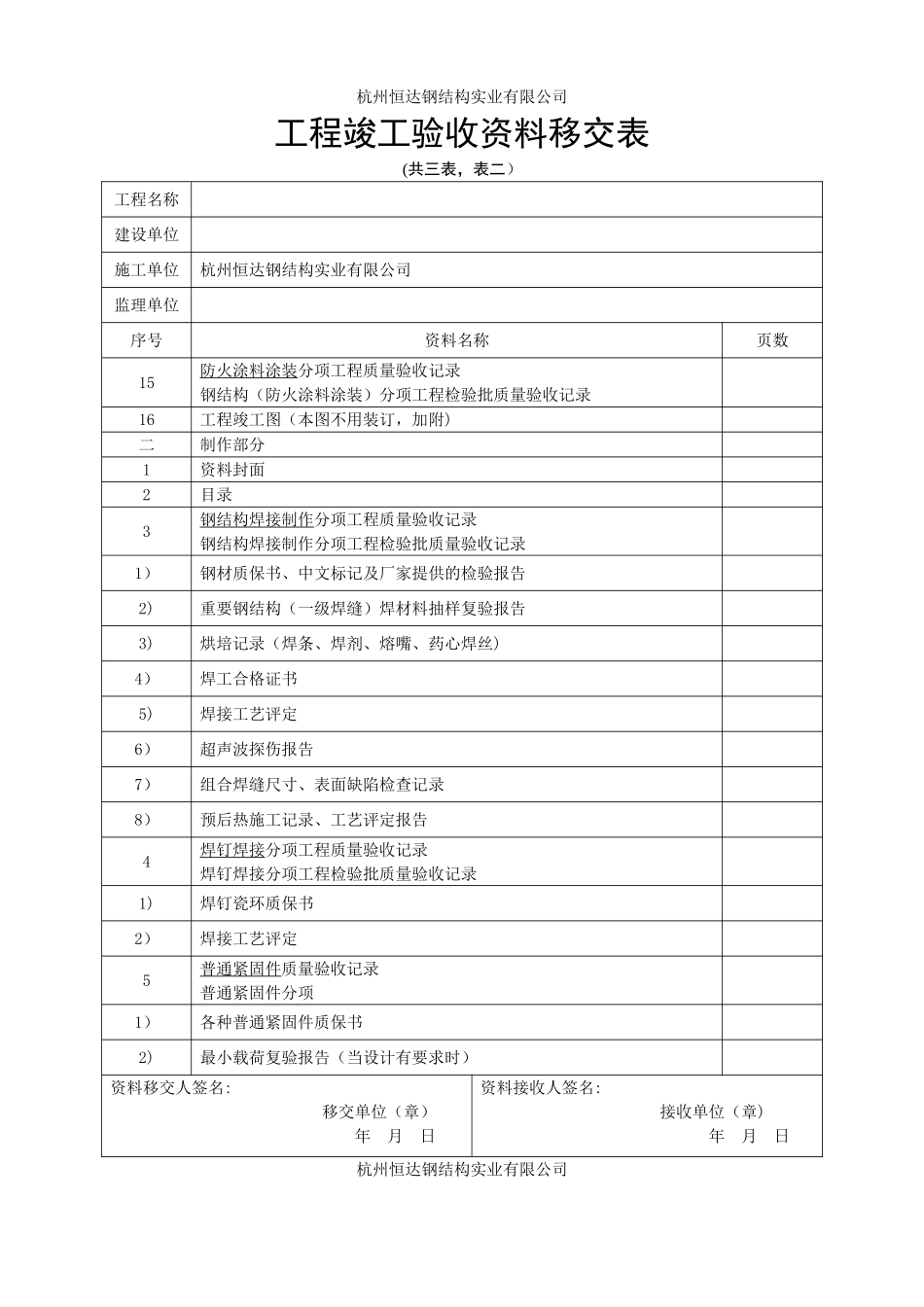 工程竣工验收资料移交表_第2页