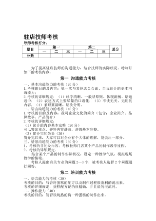 2025年住店技师考核制度