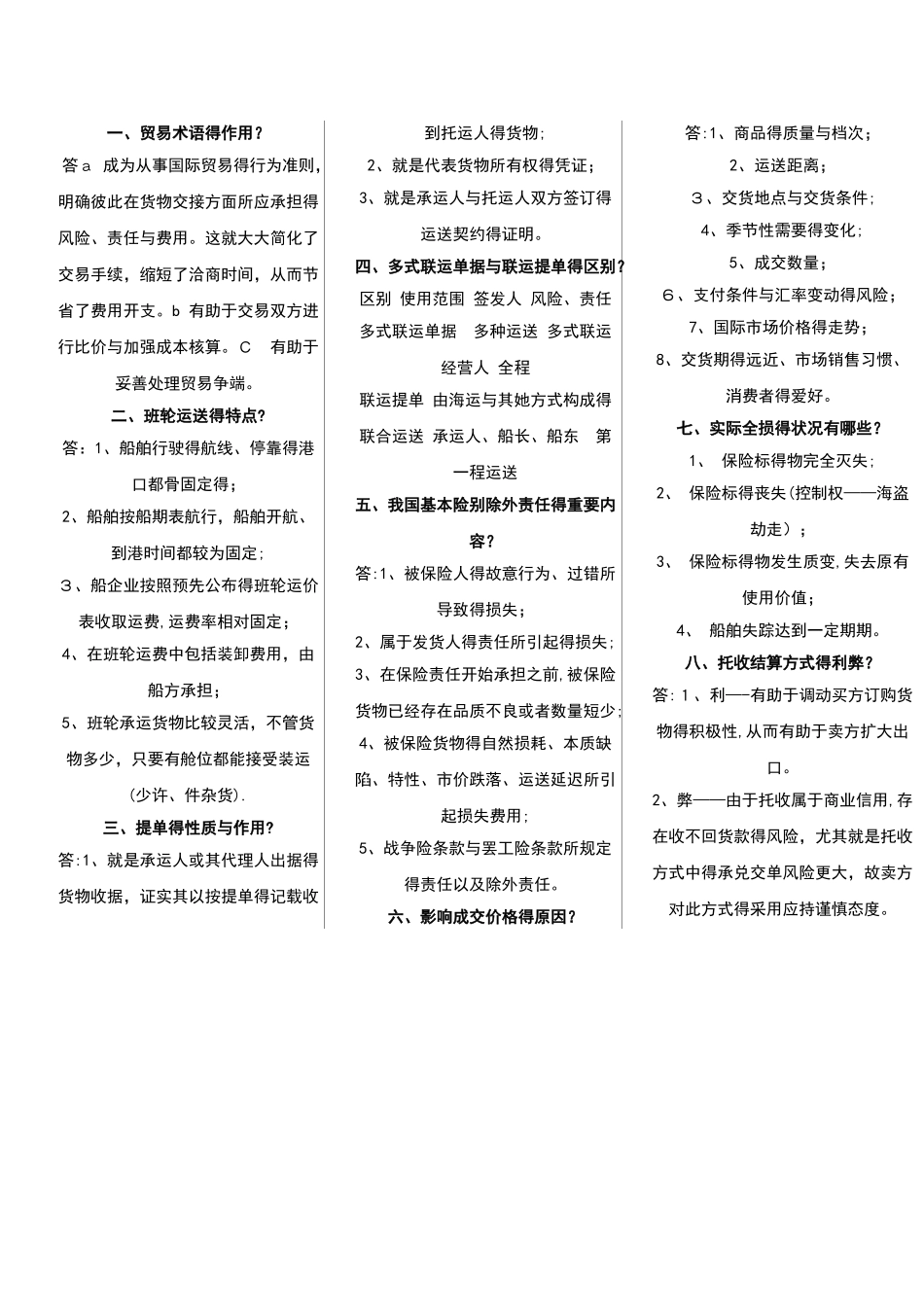 2025年自考国际贸易实务重点简答题_第2页