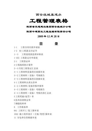 工程管理表格