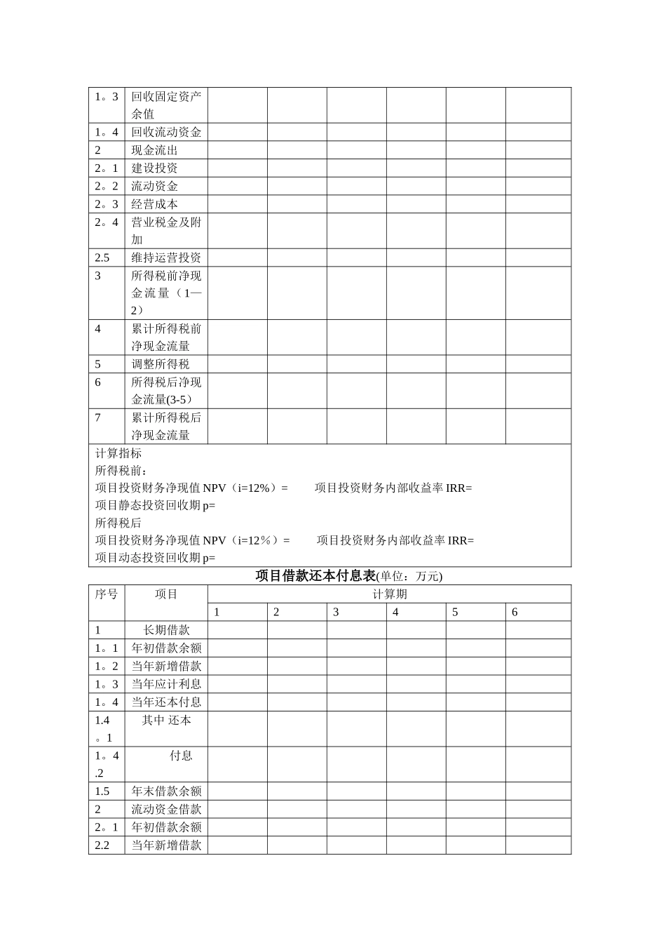 工程经济学表格_第2页