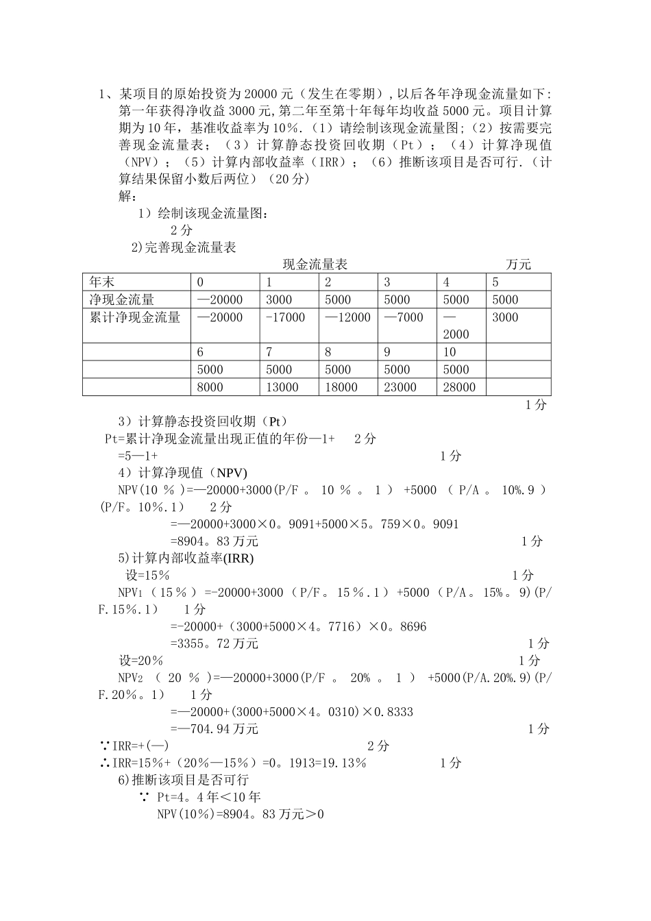 工程经济学计算题及答案_第1页