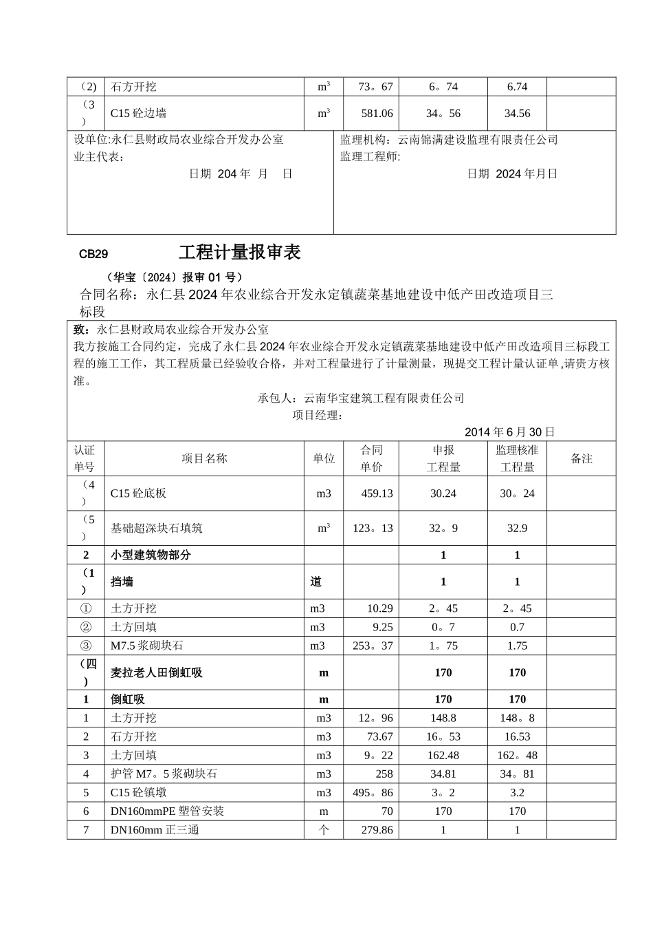 工程计量报审表_第2页
