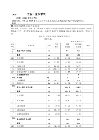 工程计量报审表