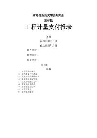 工程计量支付报表