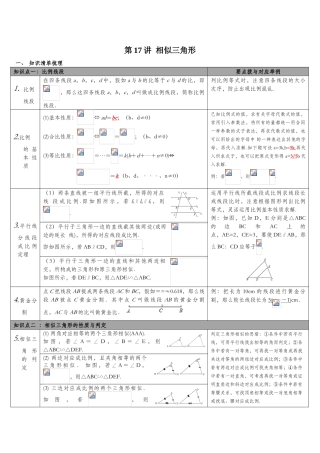 2025年沪科版数学中考知识点梳理第17讲相似三角形