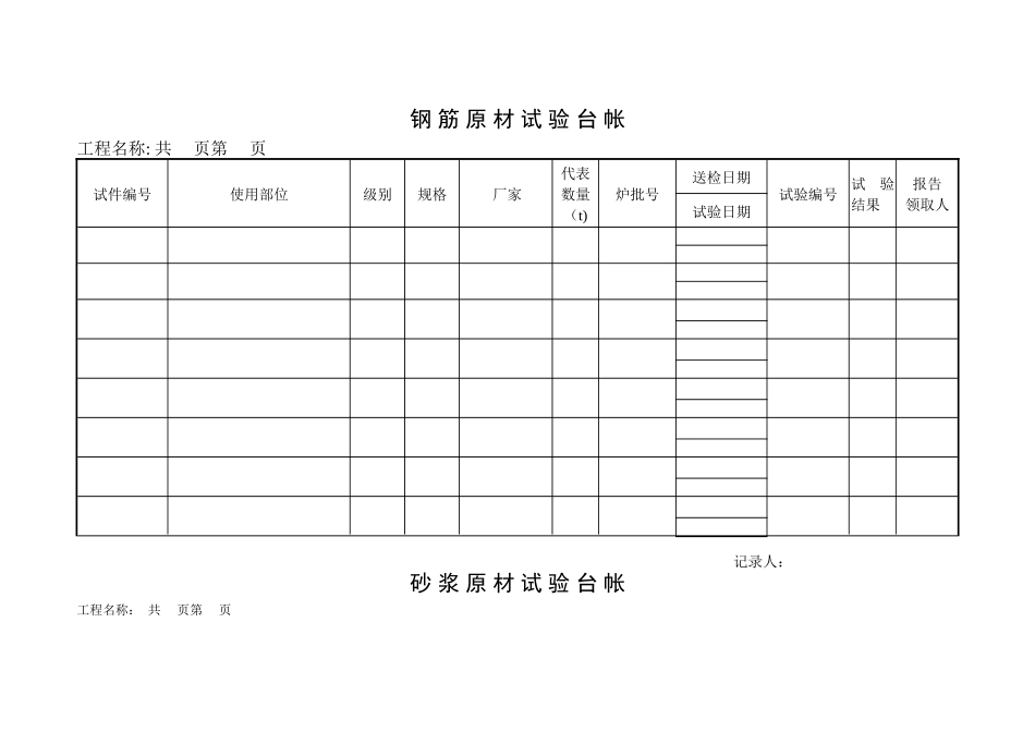 工程试验台帐_第1页