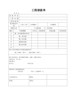 工程请款单模板