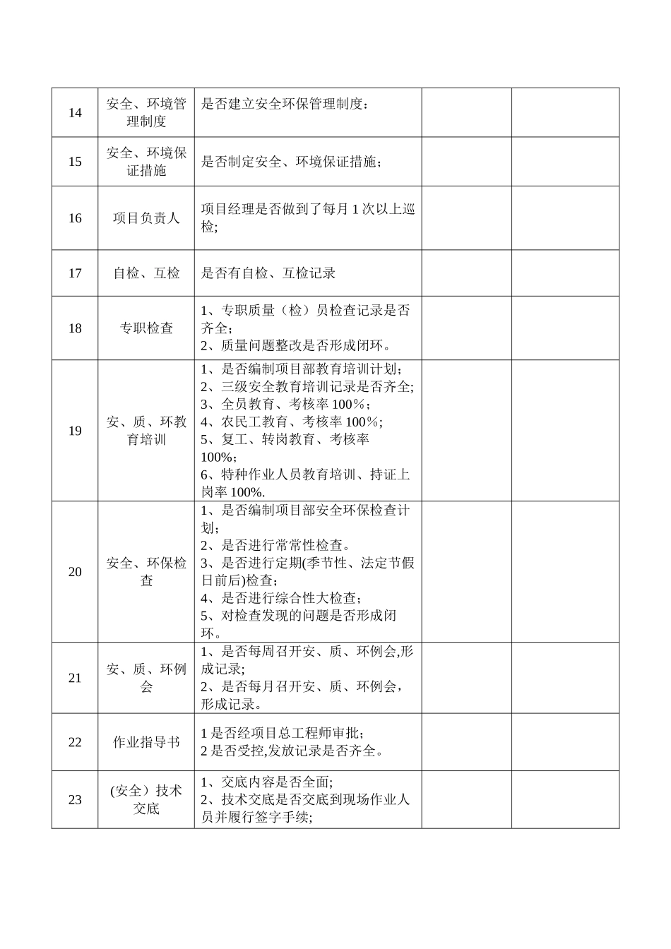工程质量、安全、环保检查记录表_第3页