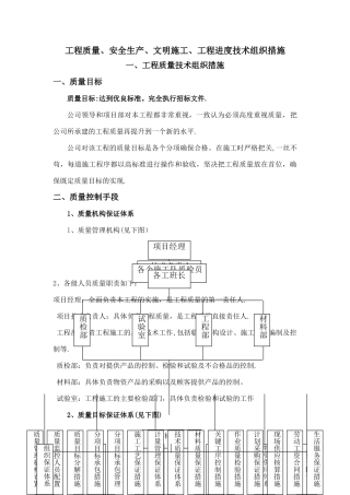 工程质量、安全生产、文明施工、工程进度技术组织措施