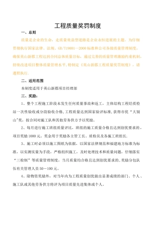 工程质量奖罚制度