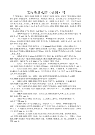 工程质量承诺(处罚)书