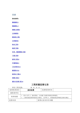 工程质量监督记录