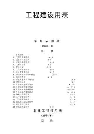 工程质量管理表格