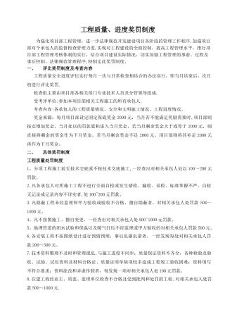 工程质量进度施工奖罚制度