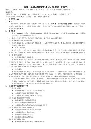 2025年绩效管理考试大纲