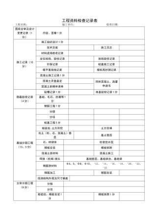 工程资料检查记录表