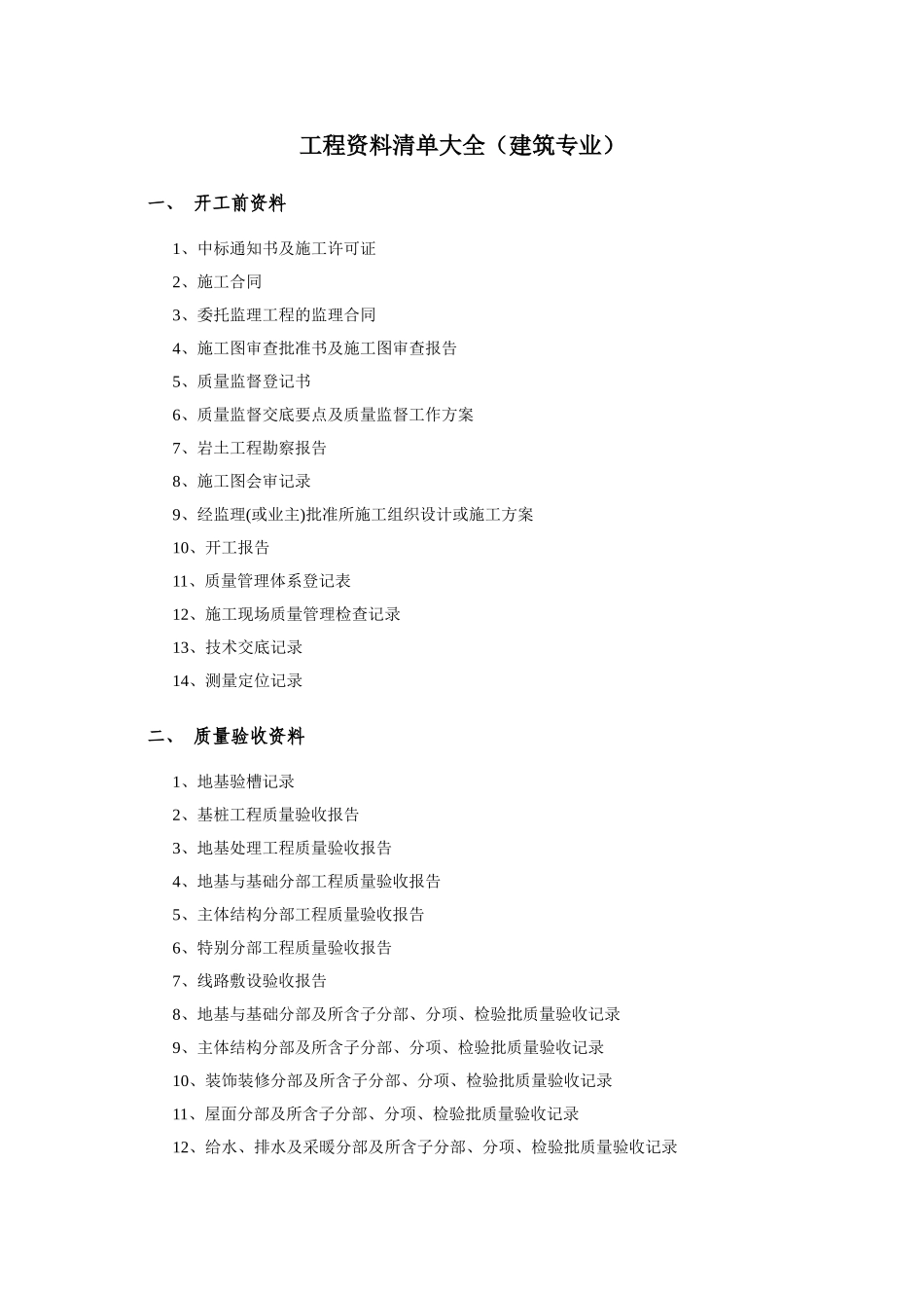 工程资料清单大全_第1页