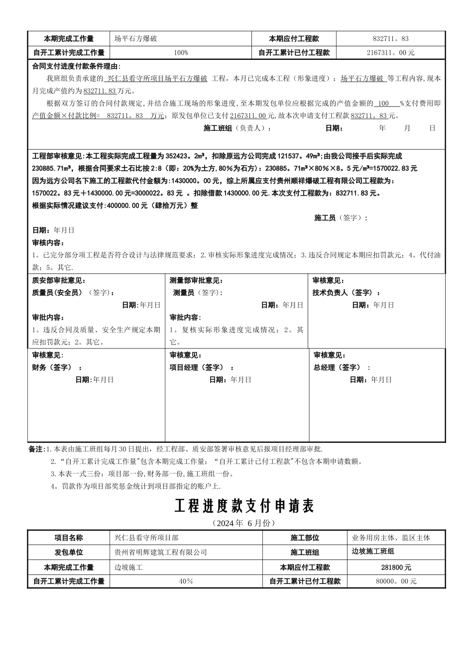 工程进度款支付申请表(施工班组)_第2页