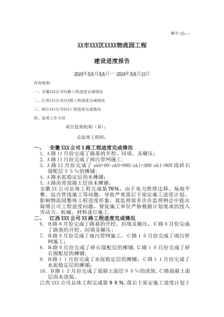 工程进度监理报告