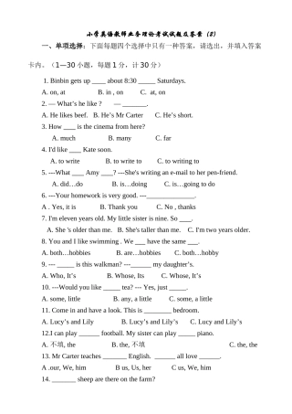 2025年小学英语教师测试