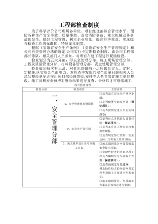 工程部检查制度