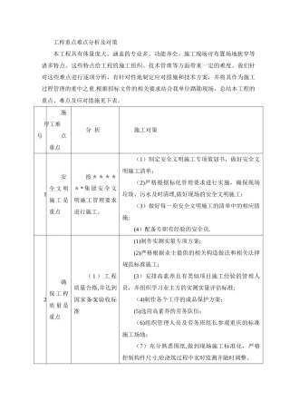 工程重点难点分析及对策