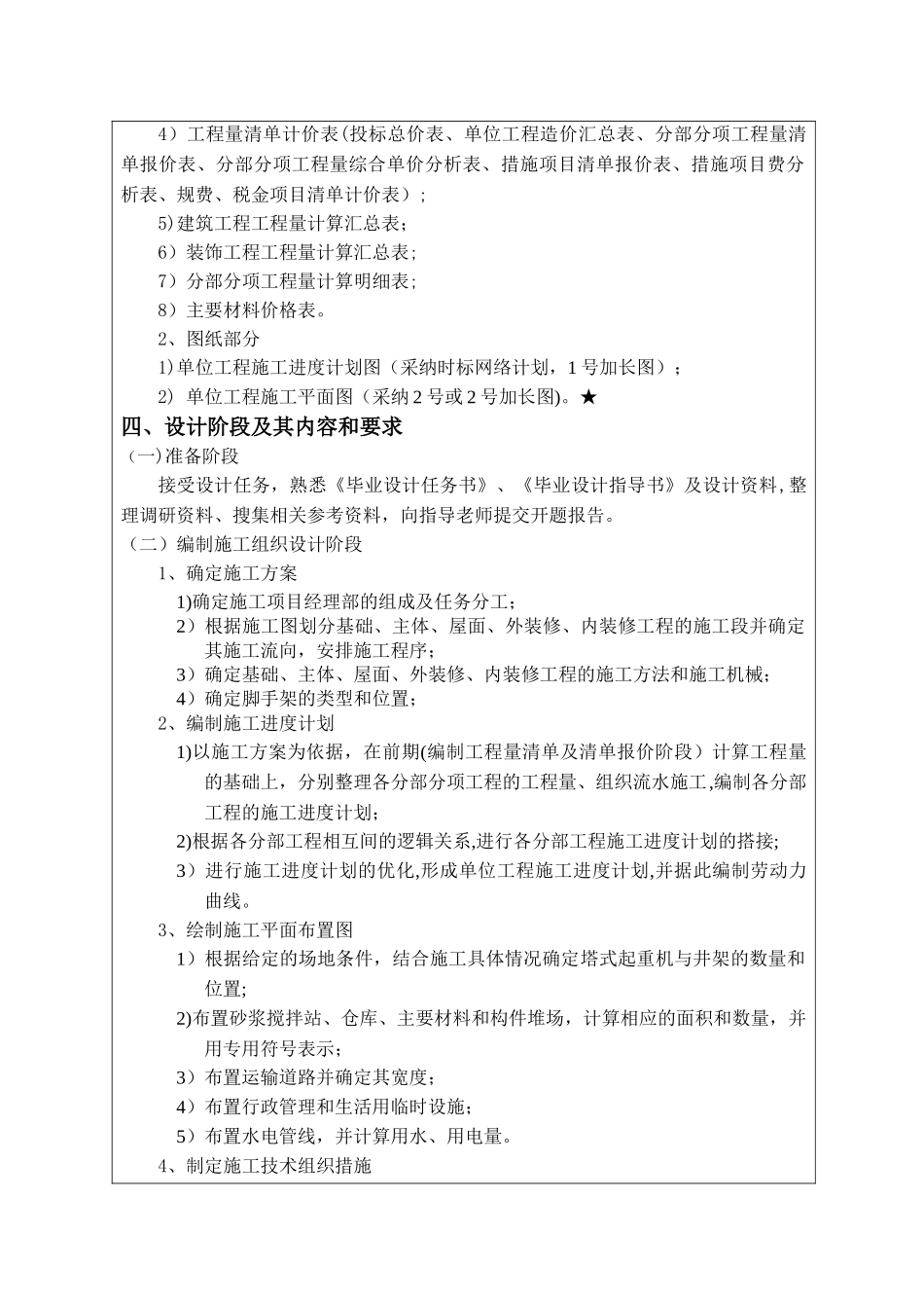 工程量清单计价与施工组织设计开题报告_第3页