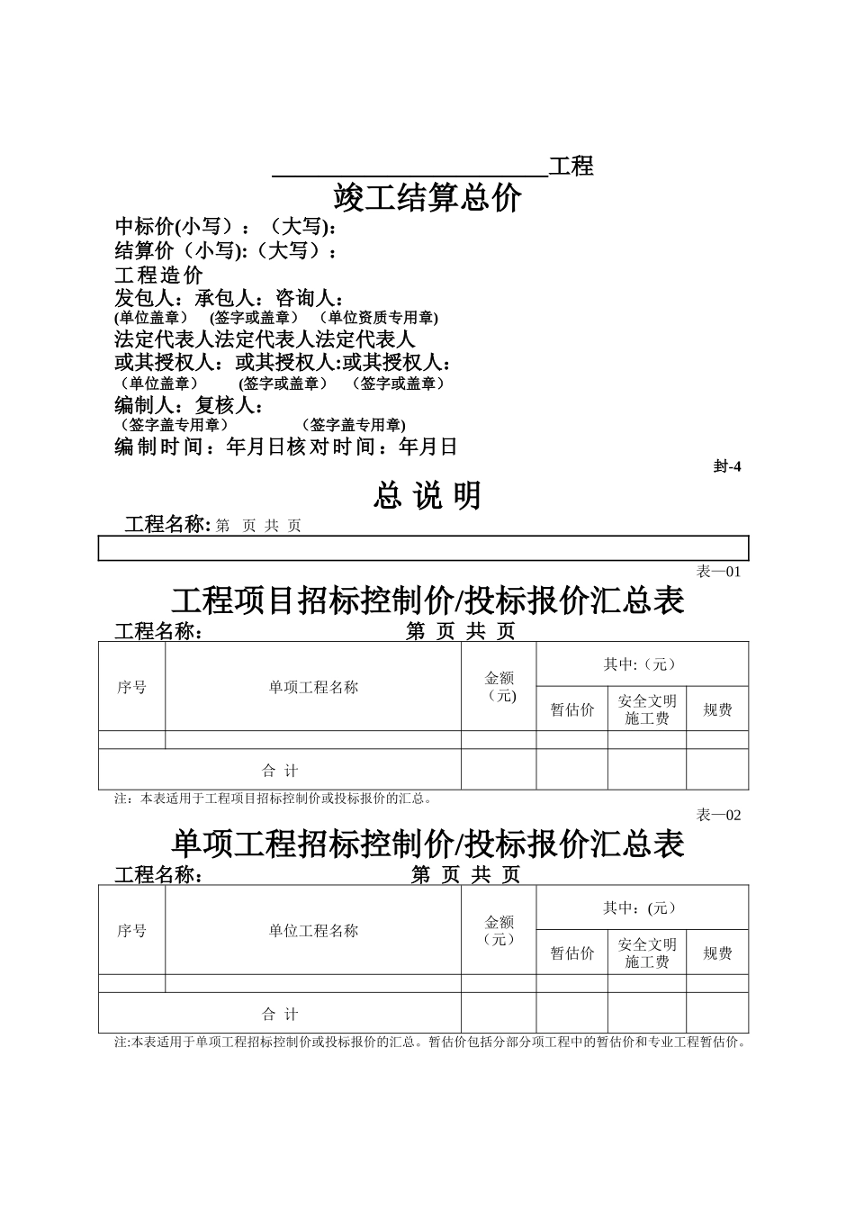 工程量清单计价全套表格_第3页