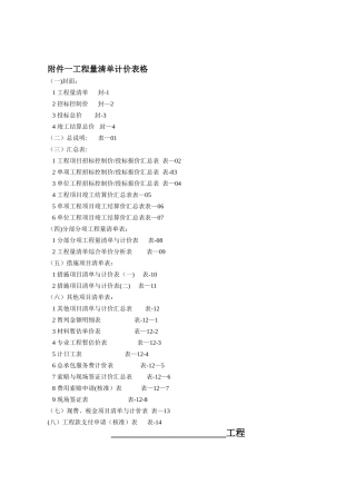 工程量清单计价全套表格