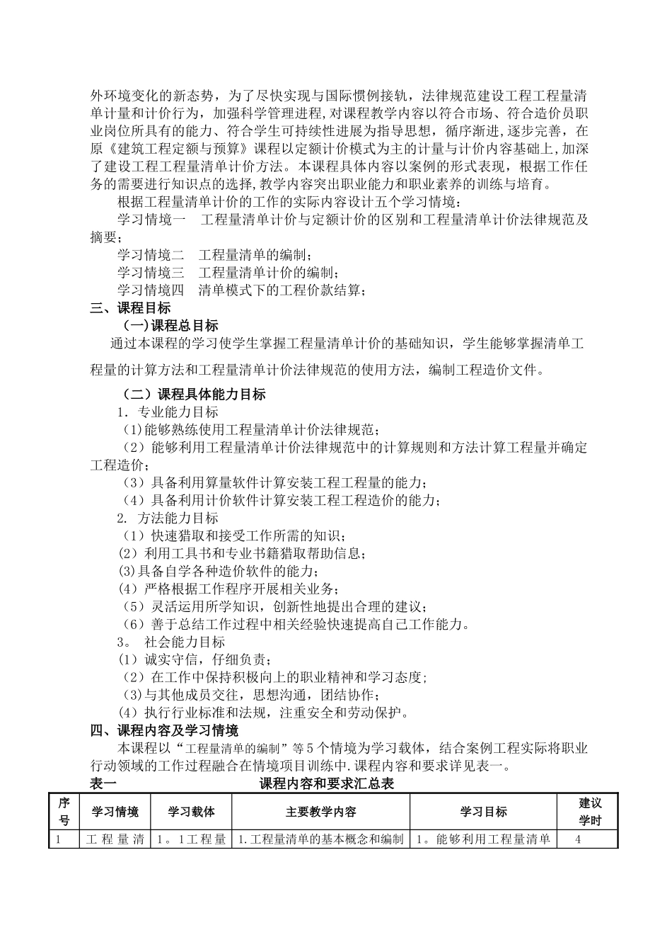 工程量清单计价课程标准_第2页