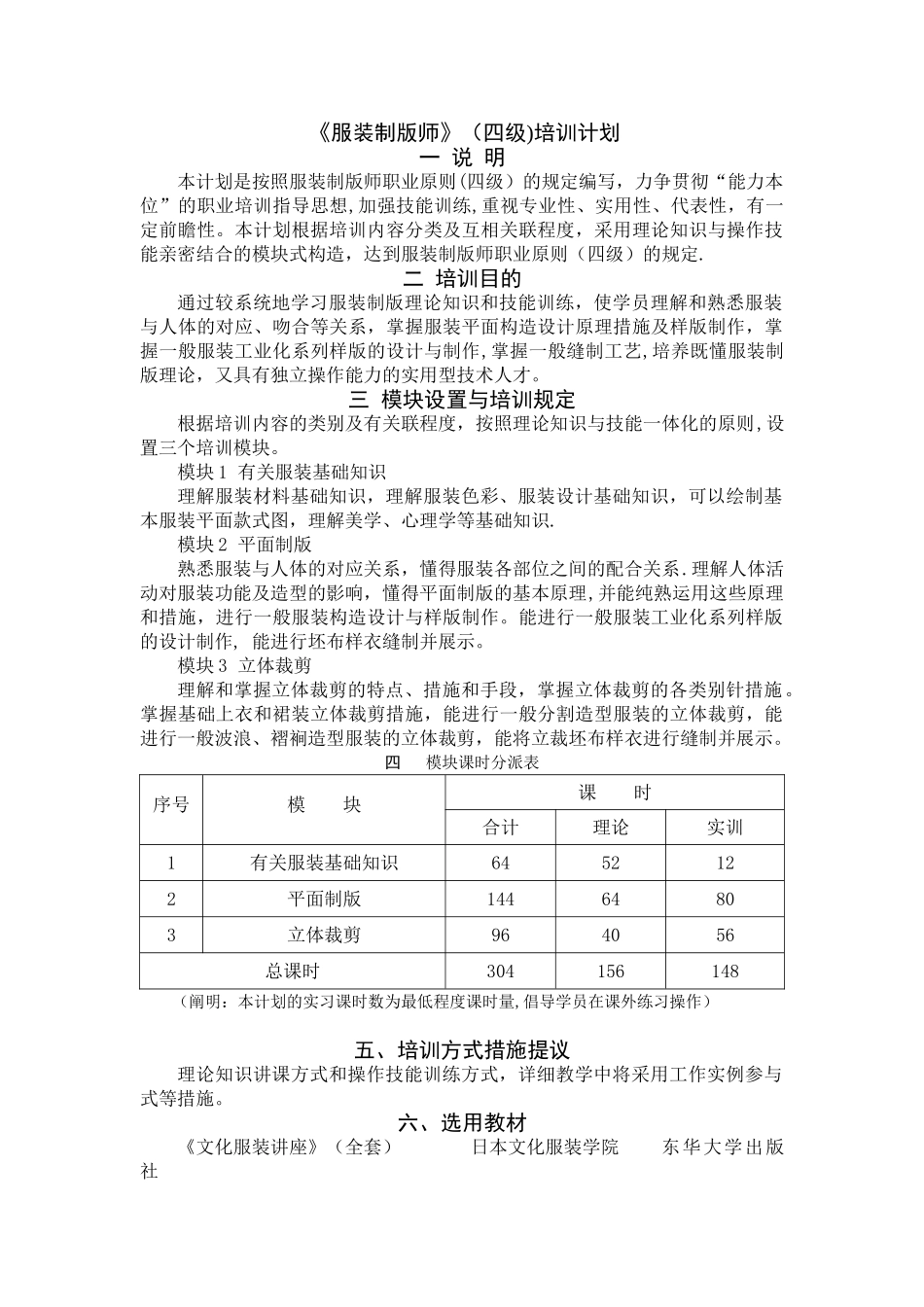 2025年服装制版师四级培训计划试卷教案_第1页