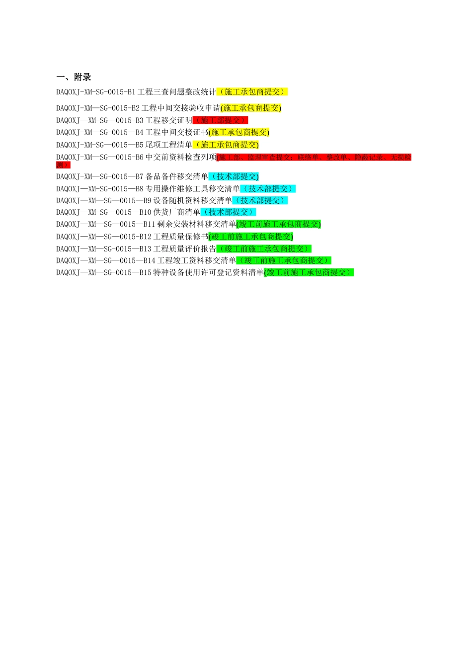 工程项目中间交接样表_第1页