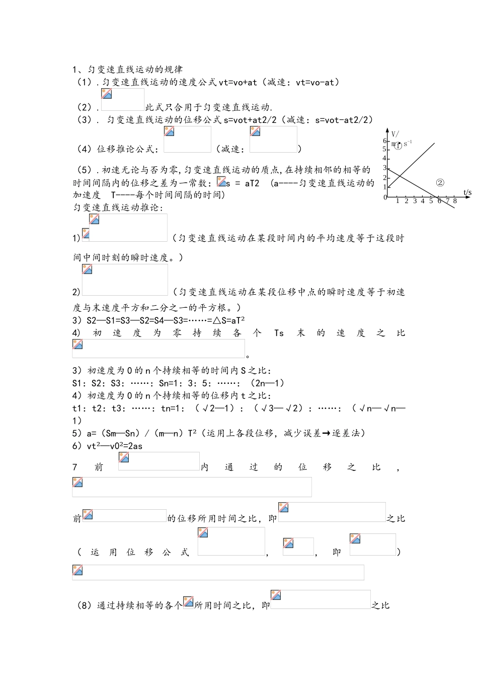 2025年高中物理必修一第二章知识点总结和复习试题_第1页