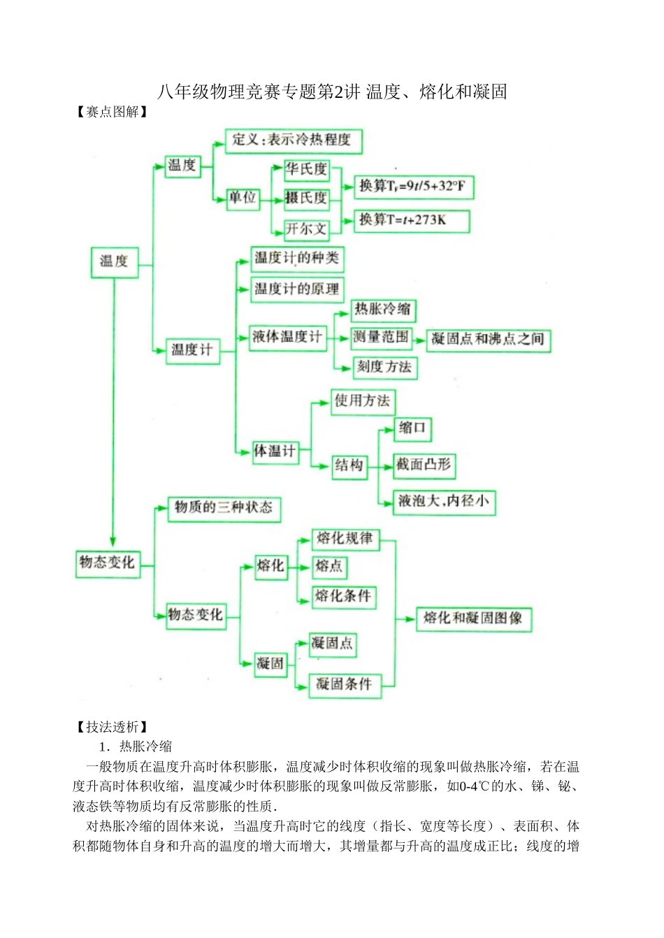 2025年八年级物理竞赛专题第2讲温度熔化和凝固_第1页