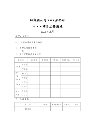 工程项目工作简报