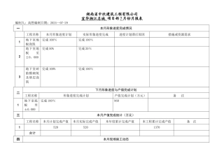 工程项目月报表模板