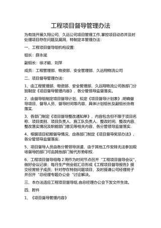 工程项目督导管理办法