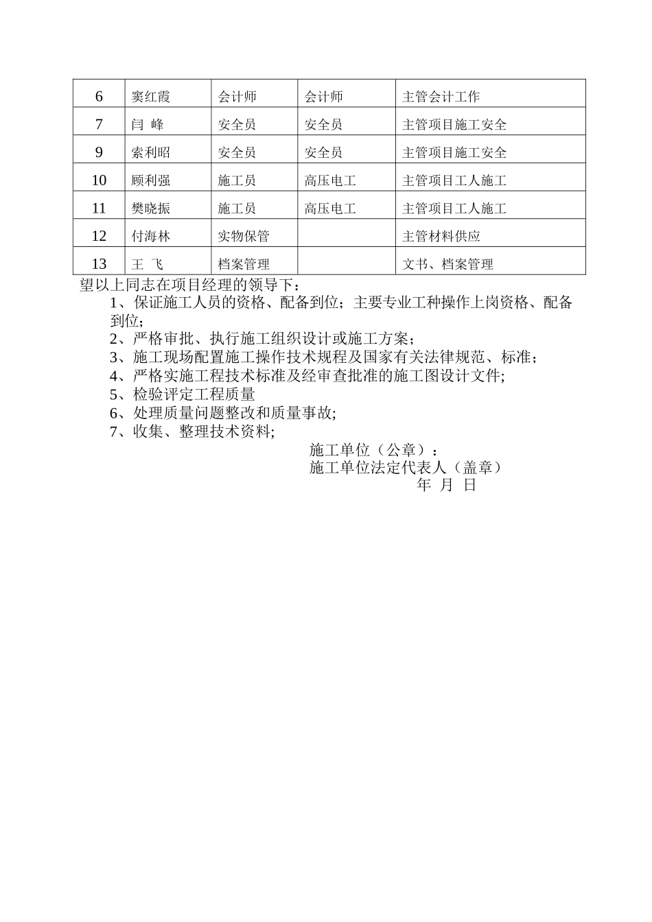 工程项目管理班子组成任命书_第2页