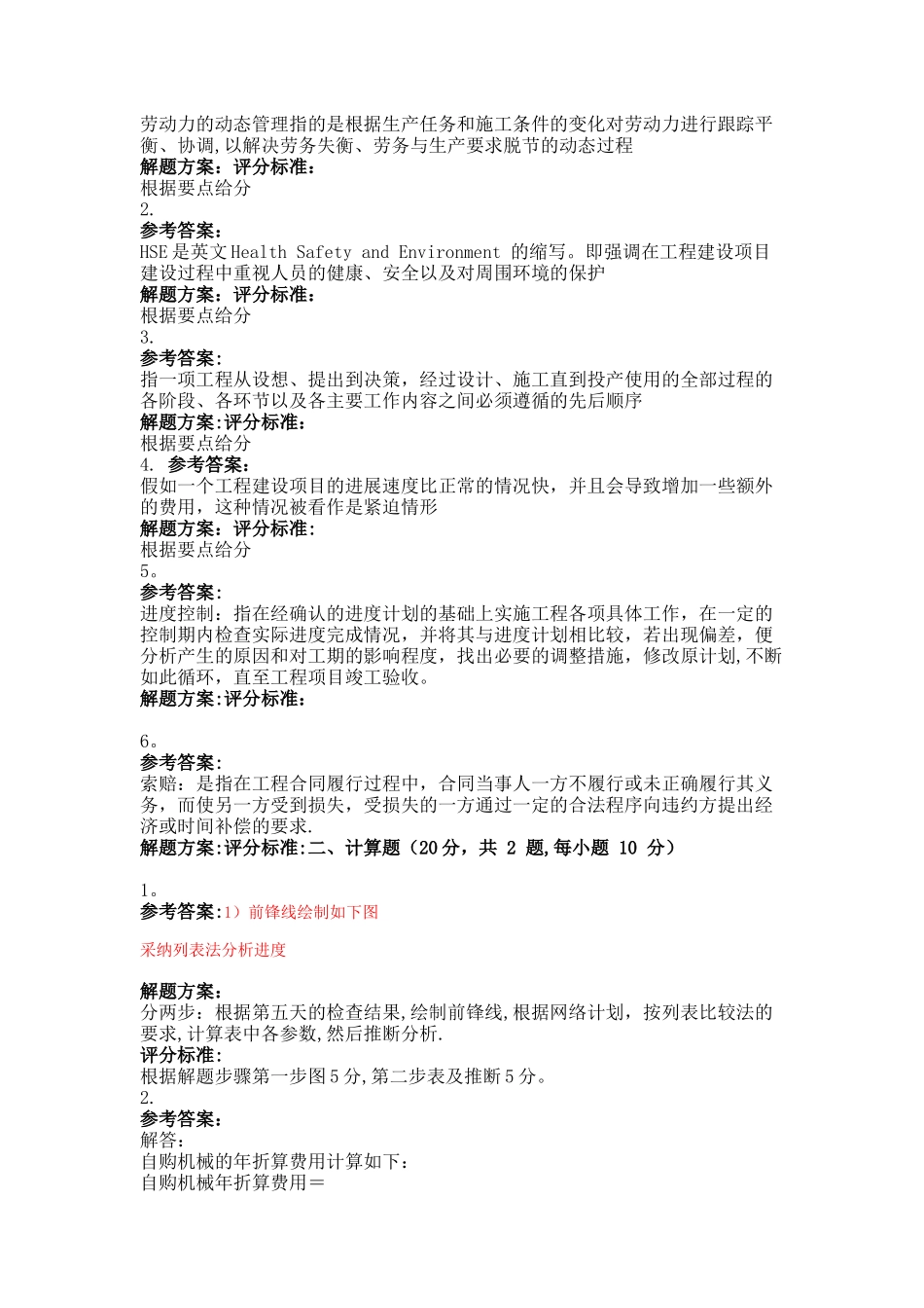 工程项目管理试题及答案_第2页