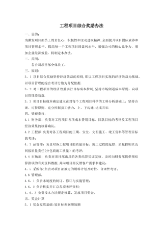 工程项目综合奖励办法
