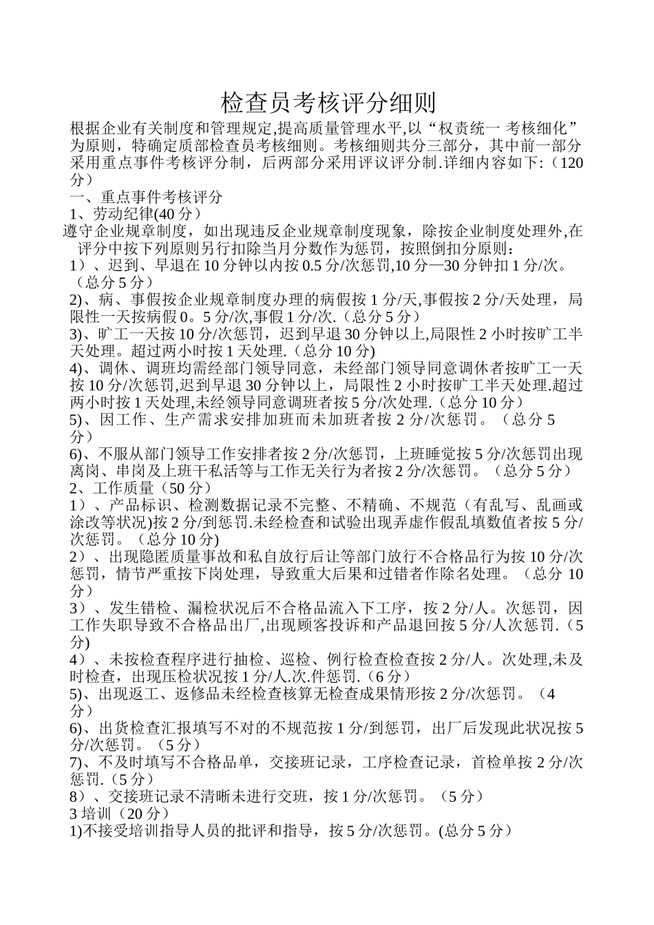 2025年检验员考核细则_第1页