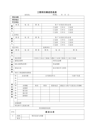 工程项目跟进信息表