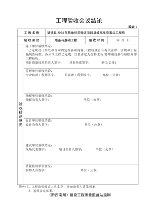 工程验收会议结论填写范本