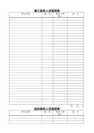 工程验收参加人员签到表