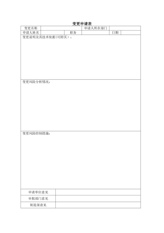 工艺、设备变更记风险评价记录表