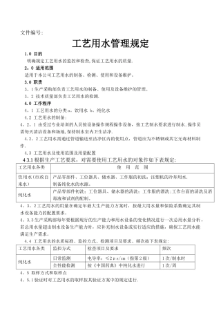 工艺用水管理制度